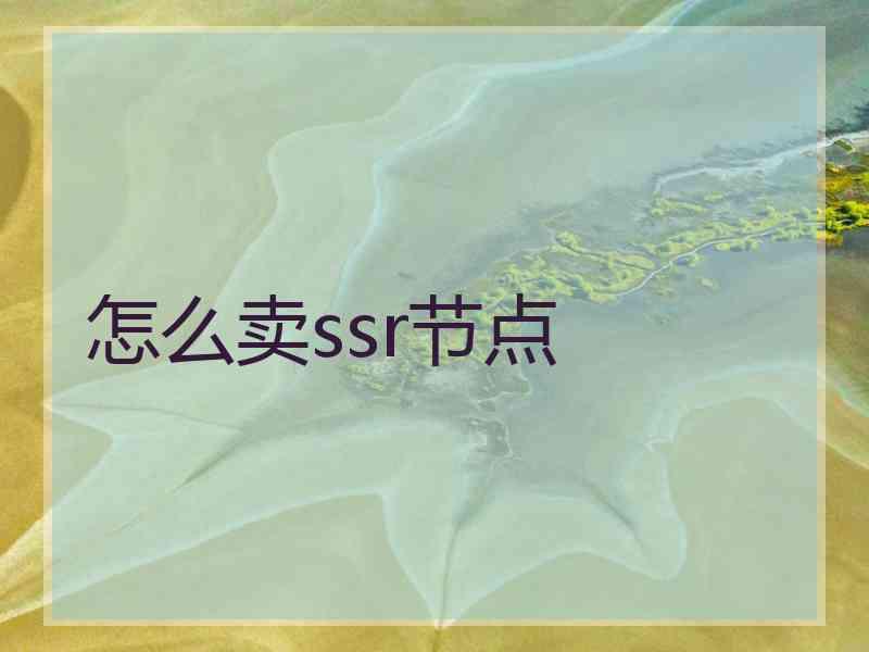 怎么卖ssr节点