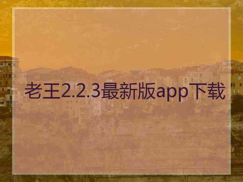 老王2.2.3最新版app下载