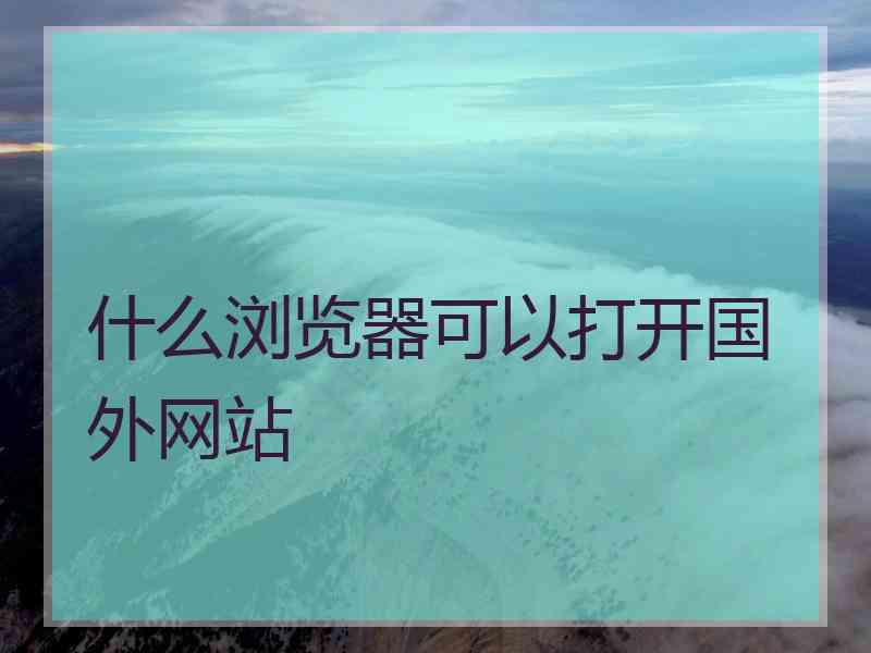 什么浏览器可以打开国外网站
