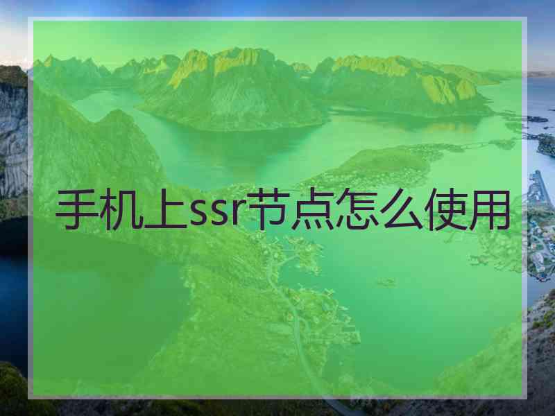 手机上ssr节点怎么使用