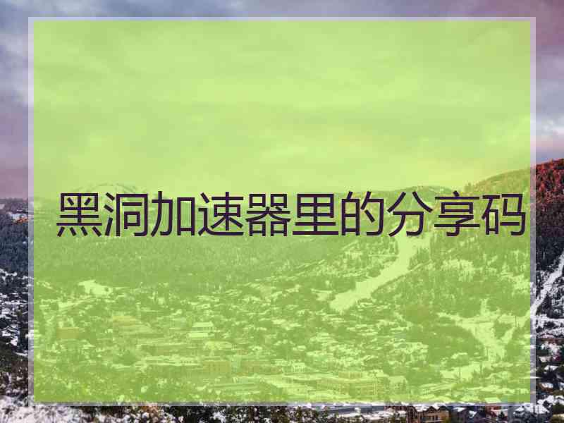 黑洞加速器里的分享码
