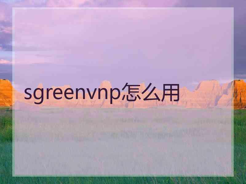 sgreenvnp怎么用