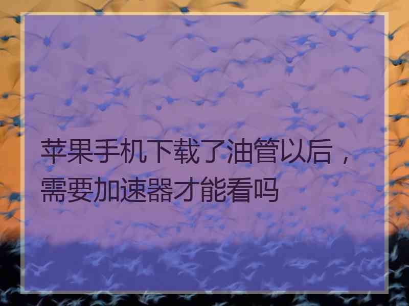 苹果手机下载了油管以后，需要加速器才能看吗